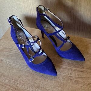 New Vince Camuto NEDDY high heels, purple suede strappy shoes 7 M / 37